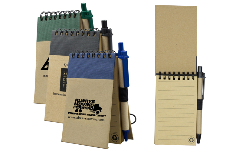 Eco Inspired Jotter Notepad Notebook with Matching Color Eco Inspired Paper Pen